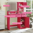 thumbnail image 5 of Vanity Desk with Mirror and LED Light Strip, 3 Level Storage Dresser, Adjustable Brightness for Bedroom，Rose Pink, 5 of 9