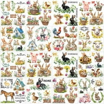 12 Sheets 12 Style Rub on Transfers for Crafts and Furniture Rabbit Rub on Transfer Stickers Farmhouse Chicken Flower PVC Rub On Decals for DIY Home Window Spring Easter Decor 14x14mm