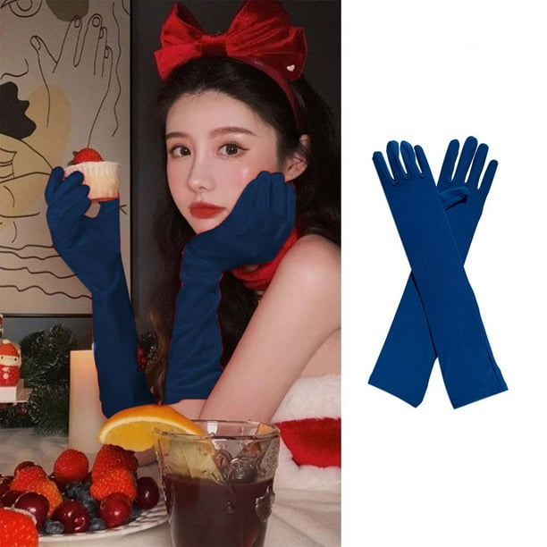 Guantes Opera Adulto Sobre el Codo Spandex Largo Elástico | Accesorios de disfraces suaves y ligeros para mujer | 17.7" Múltiples colores | Cosplay de fiesta de graduación | 1 par | Ajuste cómodo
