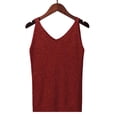 thumbnail image 2 of SELONE Womens Knitted Tank Top V Neck Sleeveless Sweater Wide Strap Basic Pullover Soild Vacation Outfits Red Free Size, 2 of 5