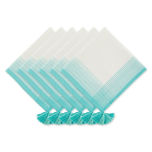 Turquoise Variegated Stripe With Tassel Napkin (Set of 6)