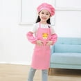 thumbnail image 2 of HUITKMM Girls Shirts Kid Art Smock Apron with Sleeve and Hat Three Piece Set for Children Printed Artist Painting Aprons Smocks with Long Sleeve, 2 of 3