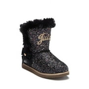 Juicy Couture Girls BLACK Windsor Glittery Faux Fur Lined Bootie, 5M Girl