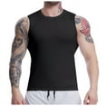thumbnail image 2 of ZHOGXU Mens Tank Top Sleeveless Round Neck Solid Color Tight Base Fitness Training Running Quick Drying Basketball Vest For Daily Wear,Black,Xxxl, 2 of 5