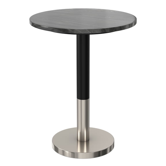 Evans 16 inch Wide Modern Side Table in Black Genuine Marble and Black/Silver Iron