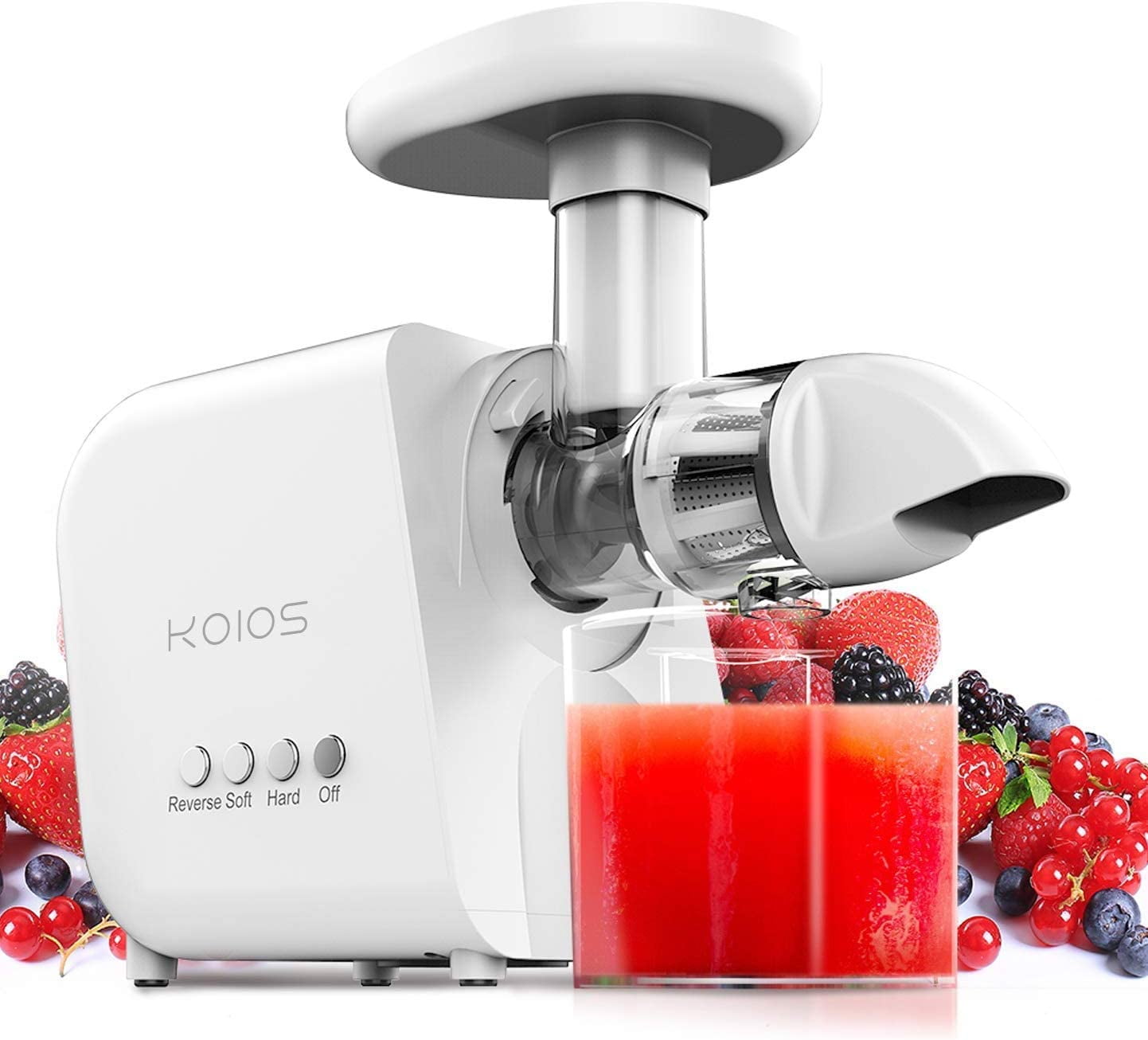 KOIOS Juicer Juice Jug and Brush for High Nutrient Fruit and Vegetable Juice Cold Press Juicer Machine with Quiet Motor Slow Masticating Juicer Extractor with Reverse Function 