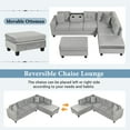 thumbnail image 2 of 105" Modern Sectional Sofa with Storage Ottoman, L-Shape Couch with 2 Pillows and Cup Holders, Sectional Sofa with Reversible Chaise for Living Room (Grey), 2 of 11