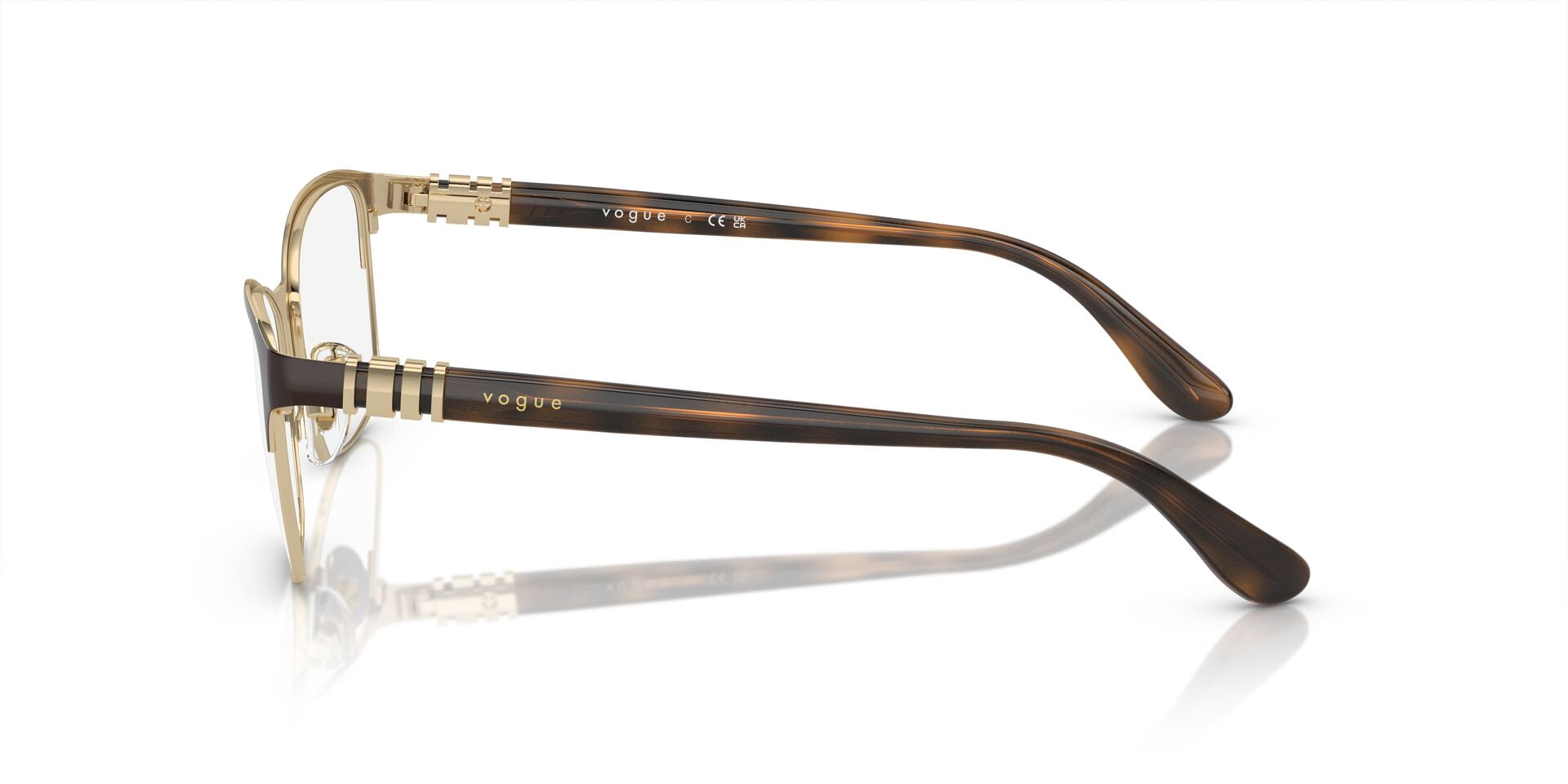Vogue Women's Size 53 Rectangular VO4050 Prescription Eyeglasses with Case, Brown/Pale Gold
