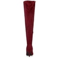 thumbnail image 2 of BLISSFUL STEP Women's Over Knee High Boots Stiletto Heels Pointed Toe Faux Suede Boots Burgundy 11, 2 of 6