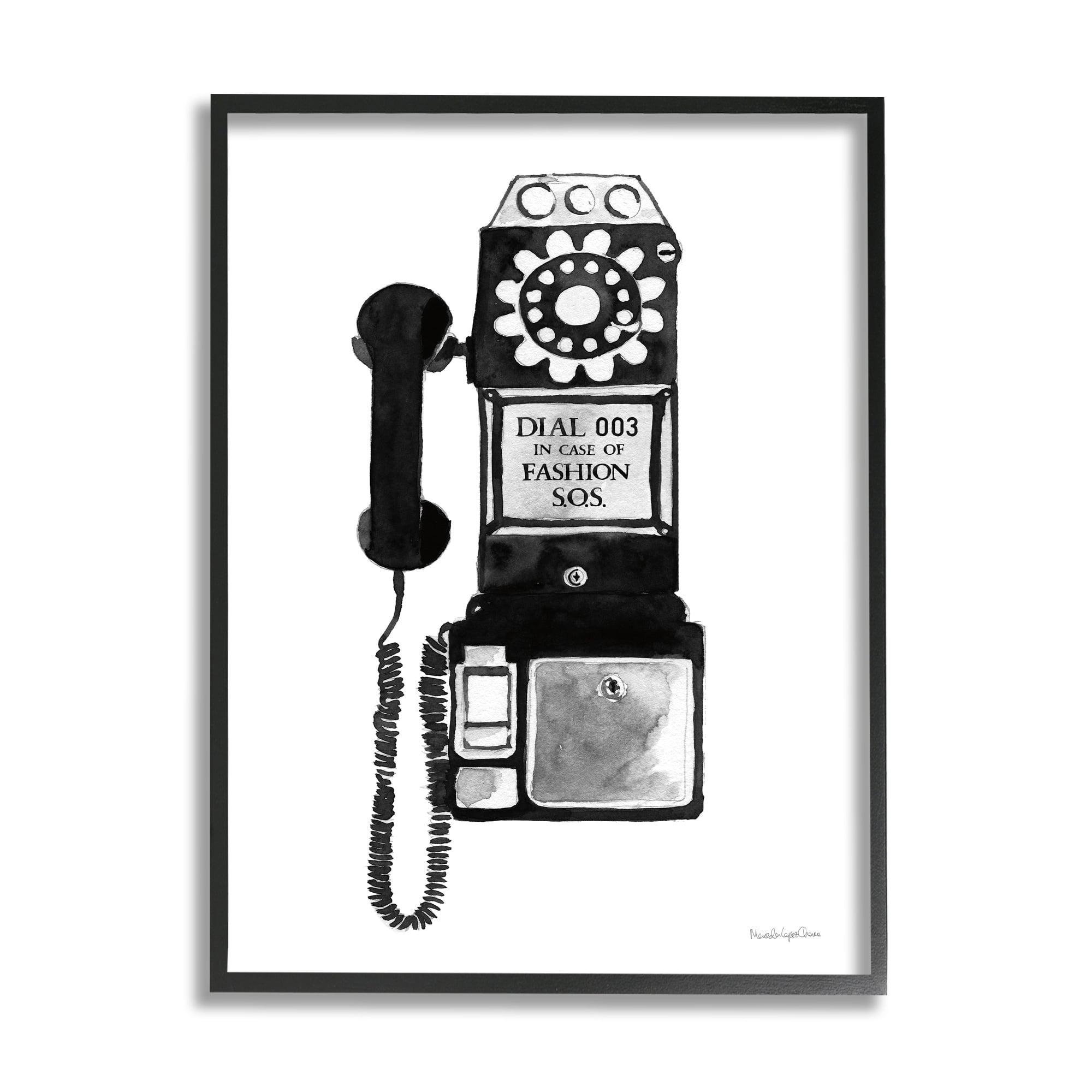 Stupell Industries Dial In Case of Fashion S.O.S. Vintage Telephone, 24 x 30, Design by Mercedes Lopez Charro