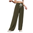 thumbnail image 2 of CLOISE Women Sweatpants Wide Leg Baggy Straight Leg Sweatpants Comfort Pull on Tall Open Bottom Trousers Mint Green Oversized Elastic Waist Drawstring Solid Sweatpants with Pockets Winter Pants, 2 of 4