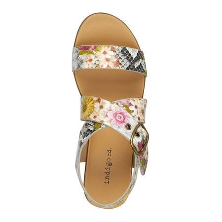 

INDIGO RD Womens Pink Floral Comfort Adjustable Strap Stretch Lelani Round Toe Buckle Slingback Sandal 7 M