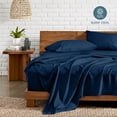 thumbnail image 3 of Bare Home Premium 1800 Collection 4-Piece Bed Sheet Set, Full-XL, Heathered Dark Blue, 3 of 9