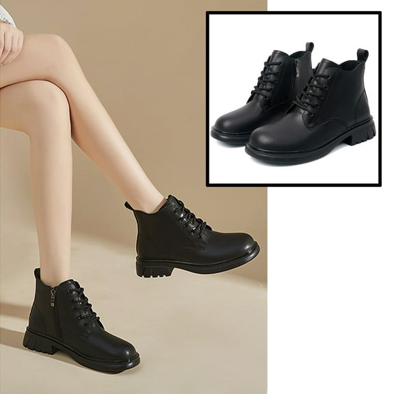 Bnwani Boots Women Zipper Flat Wedge High Leather Western Boot Black Size 4.5