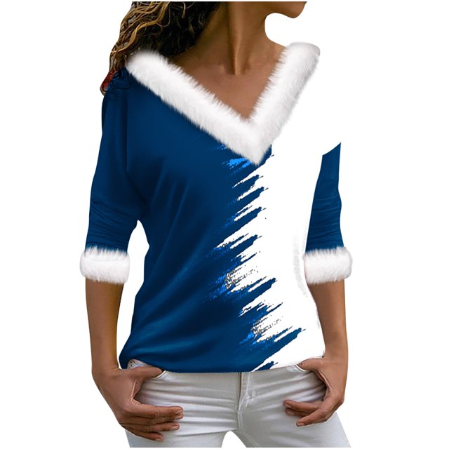 Birdeem Haut/chemise à Manches Longues Col en V Imprimé pour Femmes