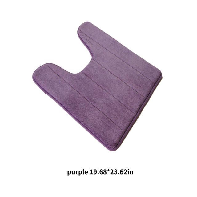 U-shaped Toilet Mat Water Absrobent Non-slip Elastic Skin-friendly Bathroom Rug Pad Bath Rug Showering Protection Household Home Purple 50*60cm