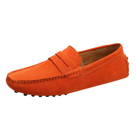 

Juebong Summer Men s Slip-On Peas Shoes Wild Suede Comfortable Casual Breathable Shoes Orange Size 7