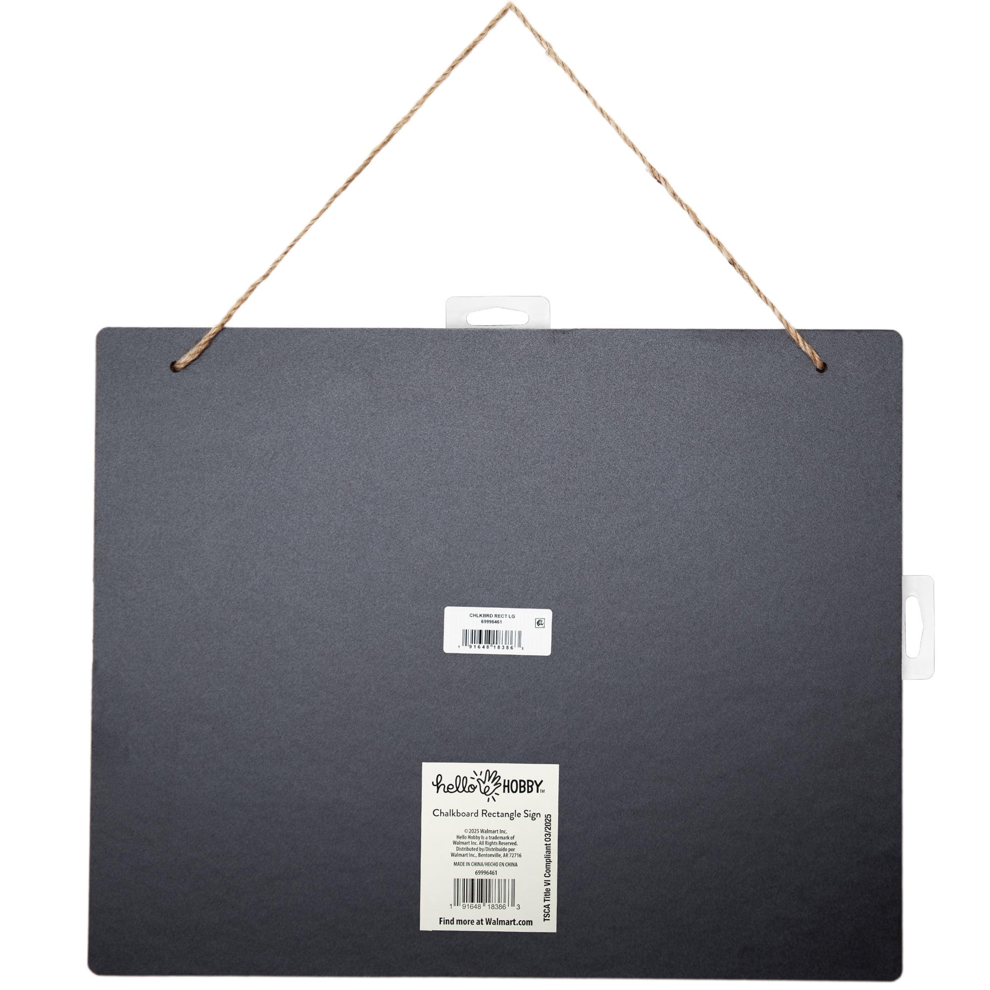 Hello Hobby Rectangle Wood MDF Chalkboard Sign with Jute Hanger, 8 x 10 inches