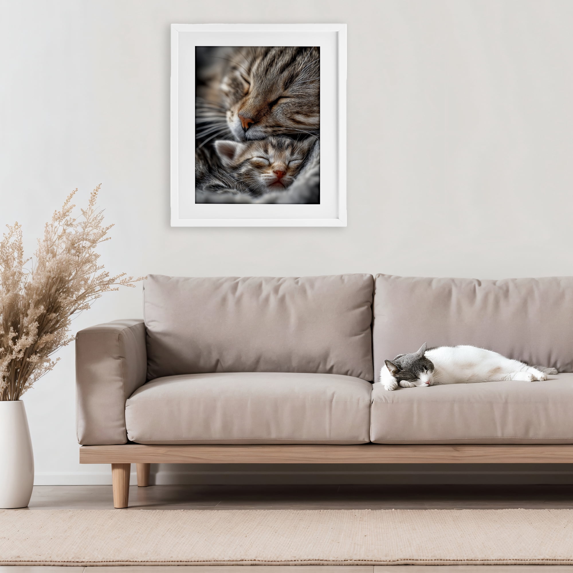 Stupell Industries Kitty Love Cuddles White Framed Print Under Glass, design by Scott Stulberg