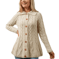 thumbnail image 5 of Aran Irish Knit Cardigan Sweater 100% Merino Wool Women's Chunky Jacket with Buttons Made in Ireland, 5 of 8