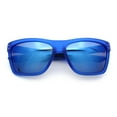 thumbnail image 2 of Xloop Mens Rectangle Sport Classic Wrap Horned Plastic Sunglasses Blue Mirror, 2 of 8