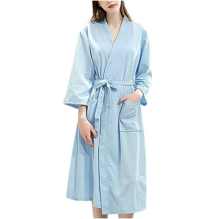 

Kakina CMSX Womens Pajamas Sets Clearance Women s Summer Fashion Half Knee-length V-neck Solid Mid-Calf Shirt Sleepwear