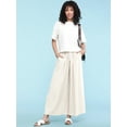 thumbnail image 4 of Made by Johnny Women's Casual Loose Washed Linen Wide Leg Pants with Pockets and Drawstring L WHITE, 4 of 6