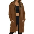 thumbnail image 2 of Dwellite Wateresty Women's Casual Zip Up Fleece Hoodies, Long Zip Up Hoodie Sleeve Long Tunic Sweatshirts Sweater Dress Fall Jacket Coat Coffee XL, 2 of 6