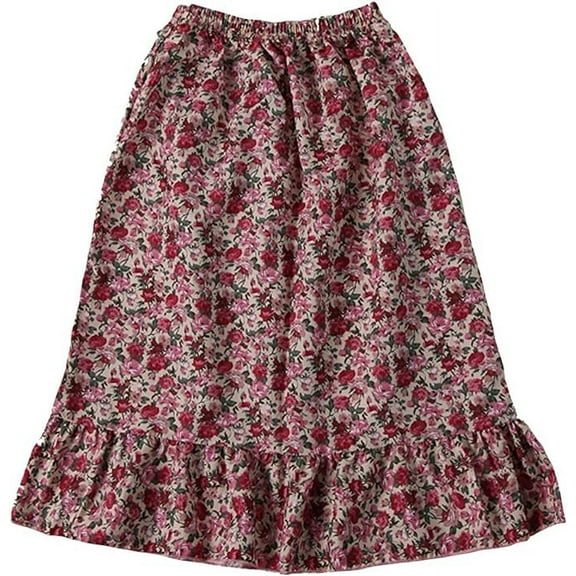 Women's Calico Pioneer Peasant Costume Skirt - Pink Calico - X-Large 8-10