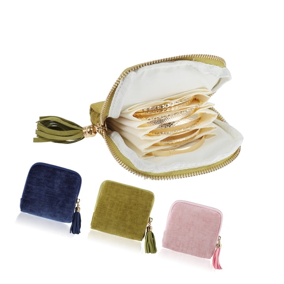 Vocoste Travel Jewelry Case Portable Jewelry Organizer with 6 Independent Layers Small Pouch Bag for Necklace Bracelet Rings Earring Storage Women Gift Idea Green