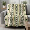 thumbnail image 2 of Beige Green Boho Blanket Soft Cozy Warm Throw Blanket for Couch, Plush Fuzzy Flannel Fleece Blankets for Sofa, Vintage Ethnic Tribe Abstract Art Bed Blankets Lightweight Gifts for Women, 40"x50", 2 of 9