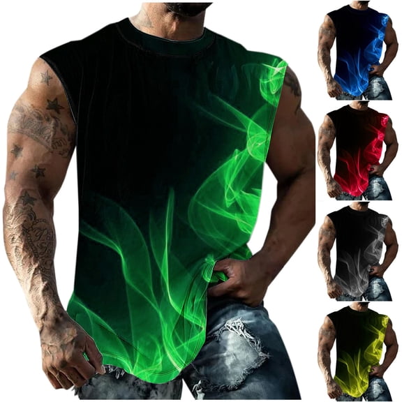 Vetsdori Athletic T Shirts for Men Muscle Tank Tops Sleeveless Summer Graphic Fitness,Slim Fit Outdoor Mens Shirts Undershirts,L