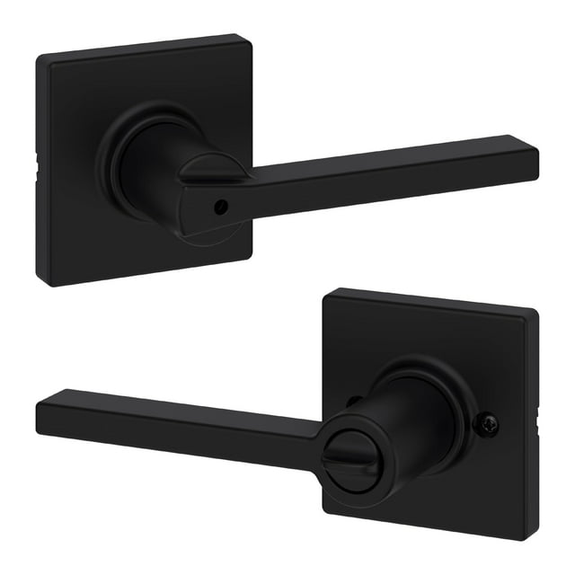 Manija de puerta interior de privacidad con cerradura, palanca de puerta para baño y recámara, cerradura reversible sin llave, color negro mate, con protección Microban
