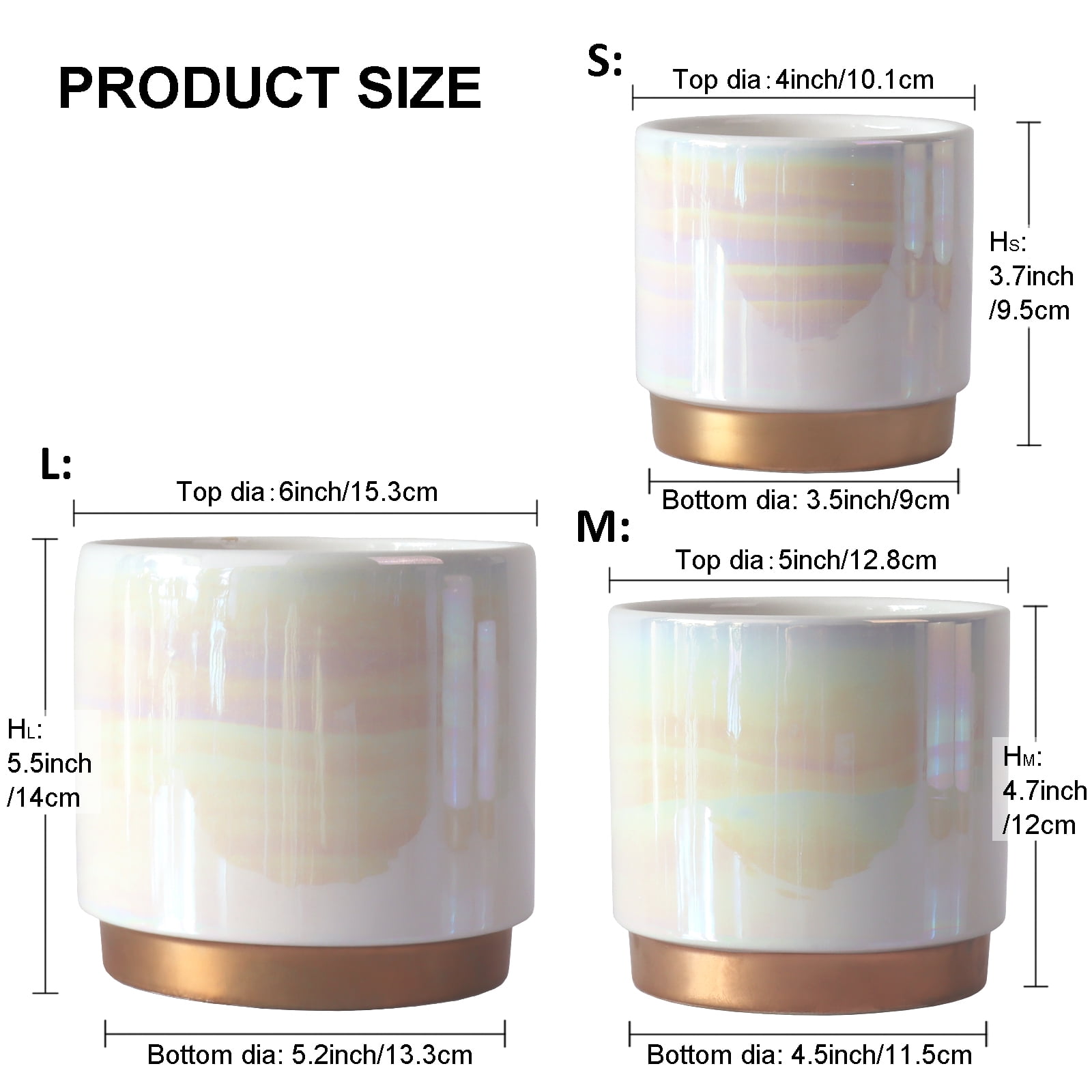 YFFSRJDJ White Plant Pots for Indoor Plants, Ceramic Planter with Drainage Hole, 6.0 inch+5.0 Inch+4.0 Inch. Succulent Orchid Flower Pot