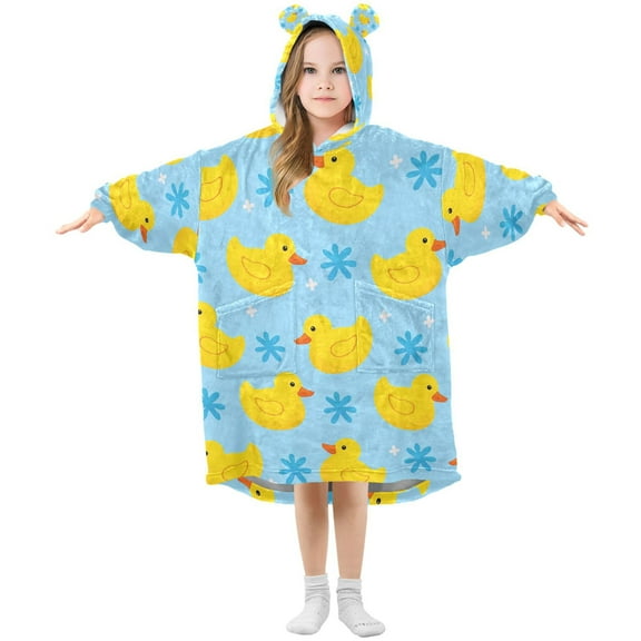 joogoo Wearable Blanket Hoodie for Cartoon Ducks Blue Oversized Sherpa Hooded 3-14 YR M