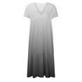 thumbnail image 4 of Edvintorg Casual Summer Dresses For Women Printed Pleated V-Neck Short Sleeve Looes Long Maxi Dress Vacation Dress For Women On Clearance, 4 of 5