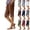 33# Coffee, variant on Trendy Side Split Capri Pants for Women Cotton Linen Side Pocket Comfortable Soft Casual Summer Culottes Navy M