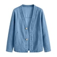 thumbnail image 5 of CAIXIA Denim Jacket For Women Classic Button Front Breathable Stretch Relaxed Fit Lightweight Long Sleeve Cardigan Coat, 5 of 5