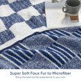thumbnail image 3 of Snuggle Sac Reversible Checkered Throw Blanket Soft Plaid Bed Blanket Textured Striped Throw,Blue,60*80", 3 of 5