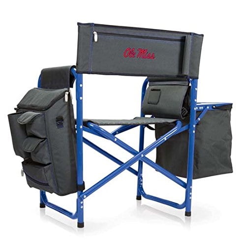 Picnic Time Fusion Chair - Dk Grey/Blue (University of Mississippi Rebels) Digital Print