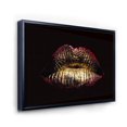 thumbnail image 2 of Designart Sexy Golden Metallized Female Lips IV FLOAT FRAME WALL ART, 2 of 4