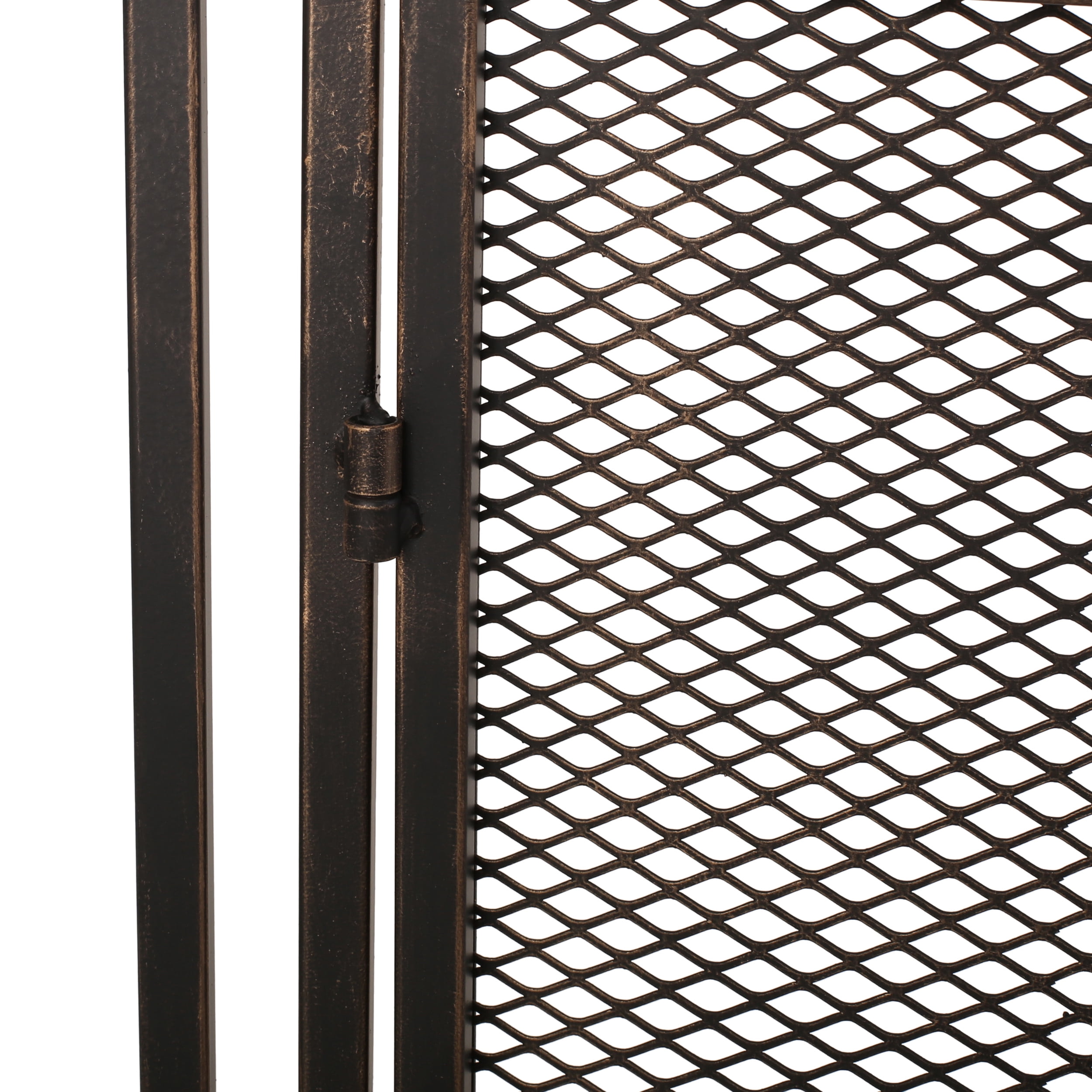 Noble House Cartwright Metal 2 Door Fireplace Screen, Black Brushed Gold