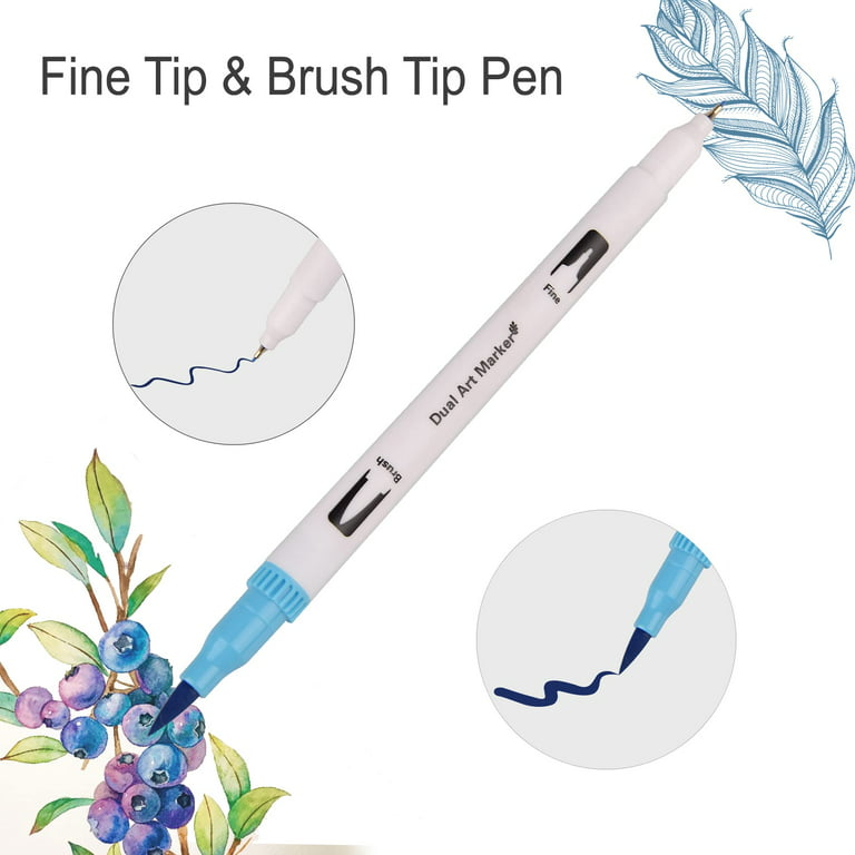 OBOSOE Dual Tip Brush Pens 48 Colours Felt Tip Pen Colouring Pens for Adult  Colouring Books Brush Pens ,Felt Tip Pens 