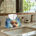 thumbnail image 5 of COEQINE Rectangle Facial Tissue Holder Dispenser PU Leather Facial Tissue Organizer Case for Bathroom, Kitchen, Bathroom, Outdoor, Car, 7.95"X4.92"X4.52", Cute Highland Cow, 2 PCS, 5 of 7