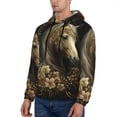 thumbnail image 3 of Goofa Palatial Gold Pattern Horse for Men's Hooded Sweatshirt - Lightweight Pullover Hoodie with Kangaroo Pocket, Perfect for Everyday Wear-Small, 3 of 7