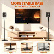 MountLiving Universal Speaker Stands, Height Adjustable Extend 30.7" to 39.7" for Satellite & Bookshelf Speakers,1 Pair,up to 11 lbs Per Stand