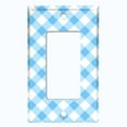 thumbnail image 2 of Metal Light Switch Wall Plate Outlet Cover (Sky Blue Gingham Picnic Wallpaper - Single Rocker), 2 of 2