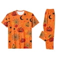 thumbnail image 4 of OIOLOYJM Matching Family Halloween Pajamas Set Cute Ghost Pumpkin Spider Graphic Soft Comfortable Two-Piece Sleepwear Novelty Holiday Party Fashion Short Sleeve Loungewear Pajamas S, 4 of 9