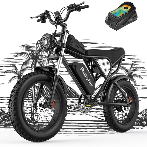 Ridstar Electric Biycle for Adults,1200W 32MPH,48V 20AH Electric Dirt Bike,20" Fat Tire 7 Speed Mountain Bike UL2849