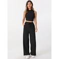 thumbnail image 3 of DARING DIVA Women's 2 Piece Sets Crew Neck Crop Tank Wide Leg Pants XL Black, 3 of 6